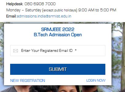 srm online admission portal 2022.